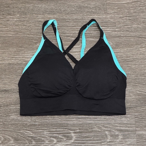 Women's Black and Blue Sports Bra - Picture 1 of 2